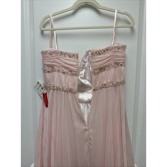 New Mac Duggal Size 12 Pink 68096 Beaded Strapless Ruffle High Low Gown Dress - Picture 10 of 12